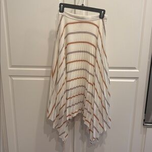 H&M Asymmetrical White and Brown Striped Skirt